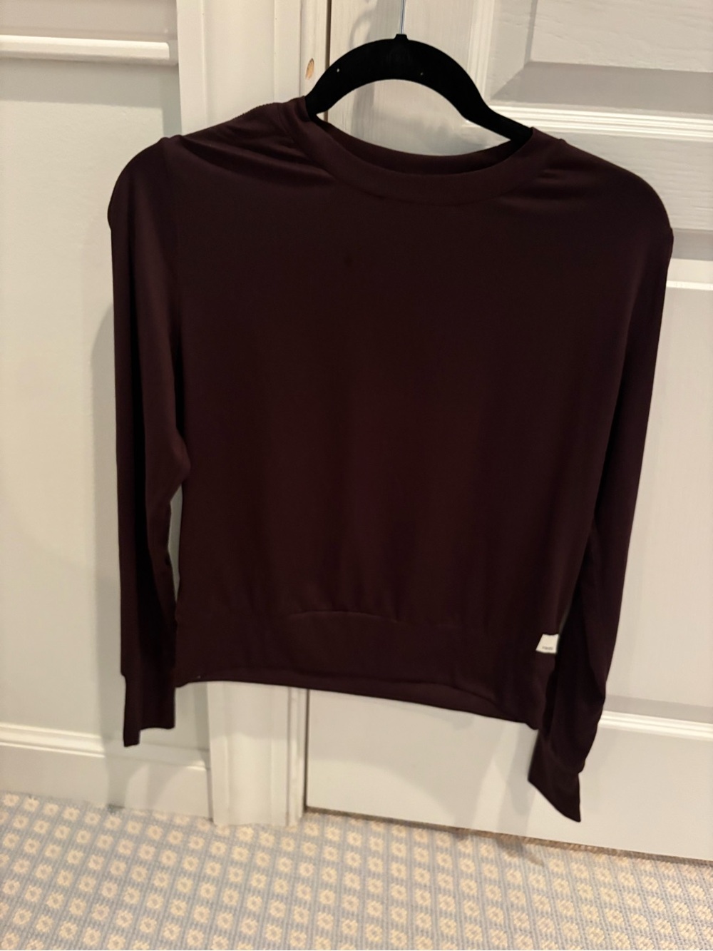 Vuori Long Sleeve Crewneck Top in Deep Wine